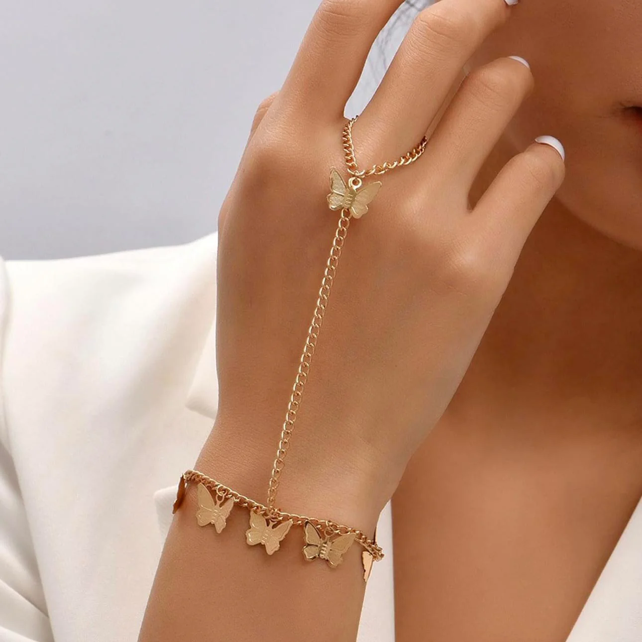 Butterflies Ring Cum Bracelet - Image 3