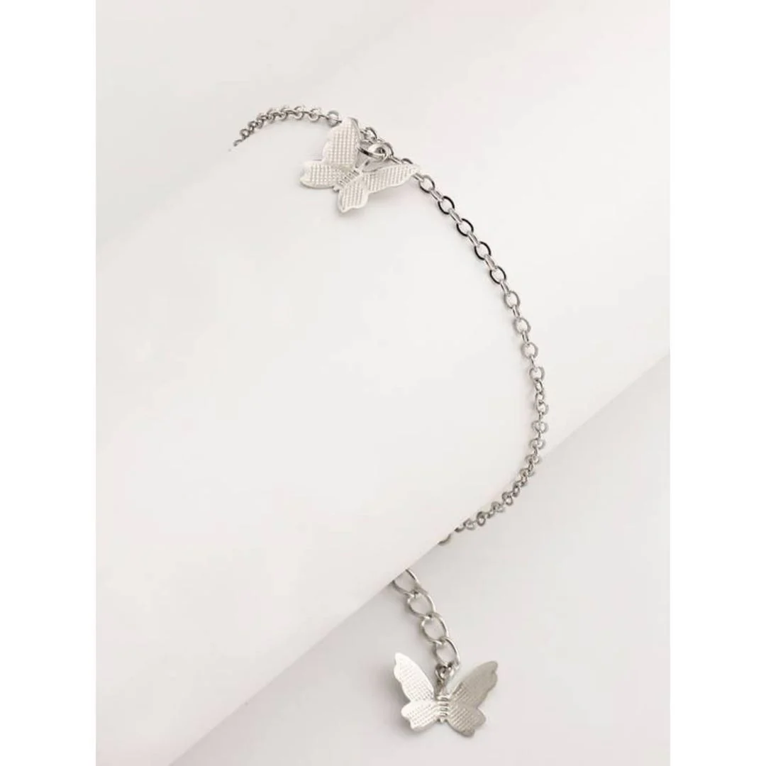 Double Butterfly Simple Layered Chain Bracelet - Image 5