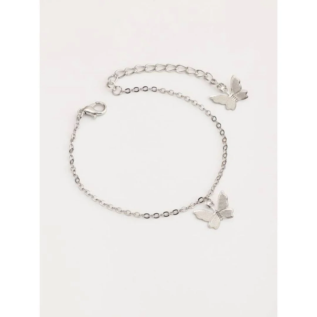 Double Butterfly Simple Layered Chain Bracelet - Image 6
