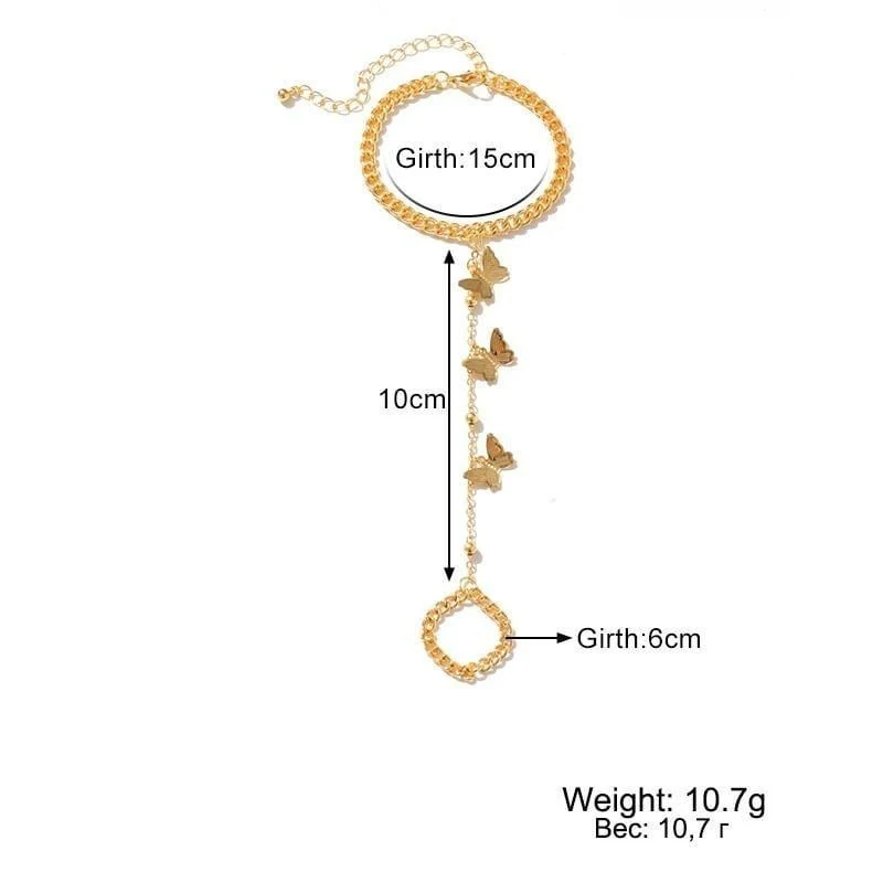 Triple Butterfly Ring-Cum Bracelet Chain - Image 5